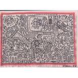 Keith Haring (Reading 1958 - 1990 New York), (after), A drawing on newspaper,