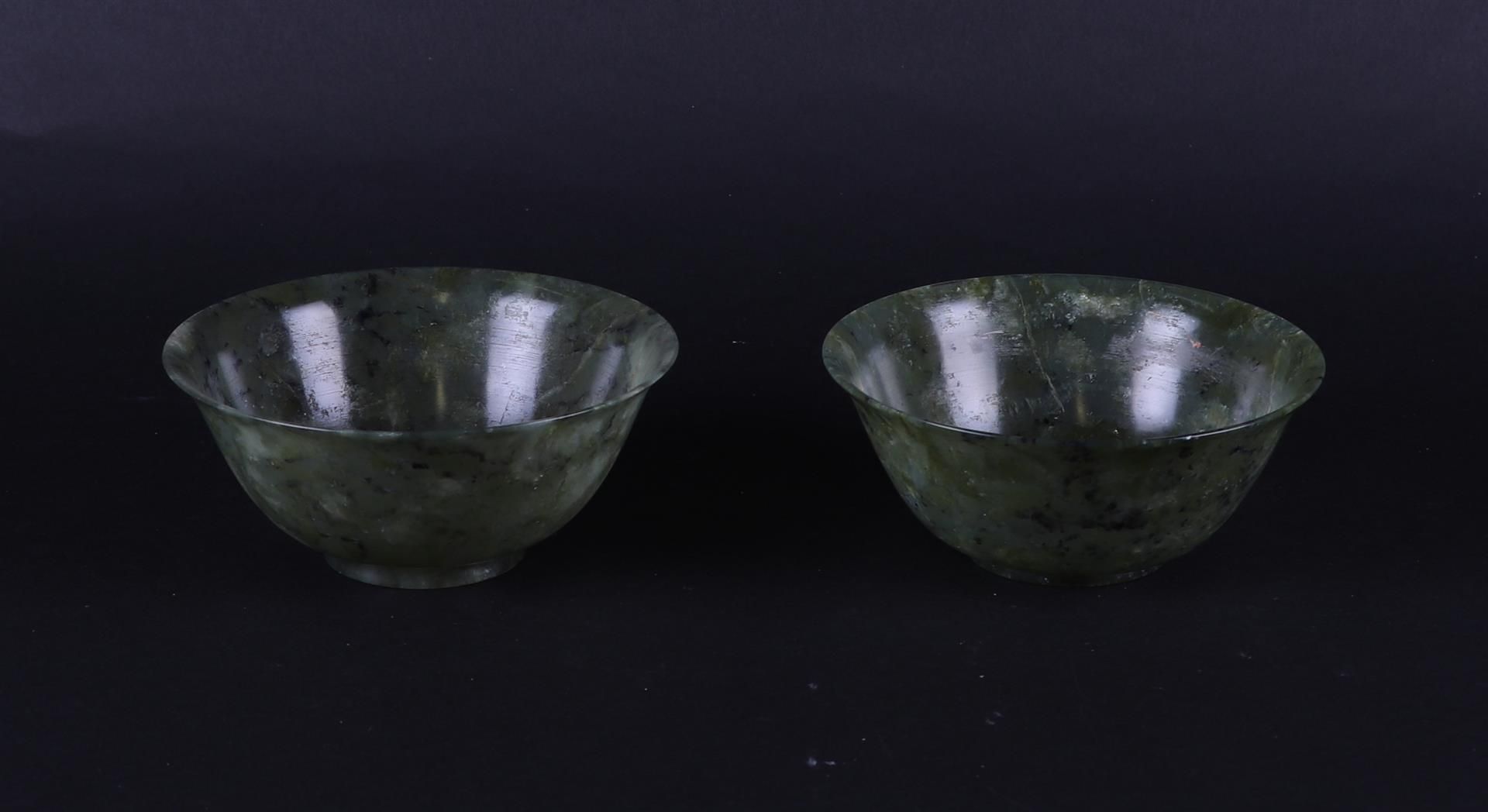 Two green jade Celadon bowls. China, 19th/20th century.