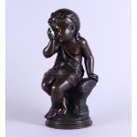 Felix Sanzel(1829-1883), Bronze sculpture of a young girl: "L'espiegle", signed in the base.