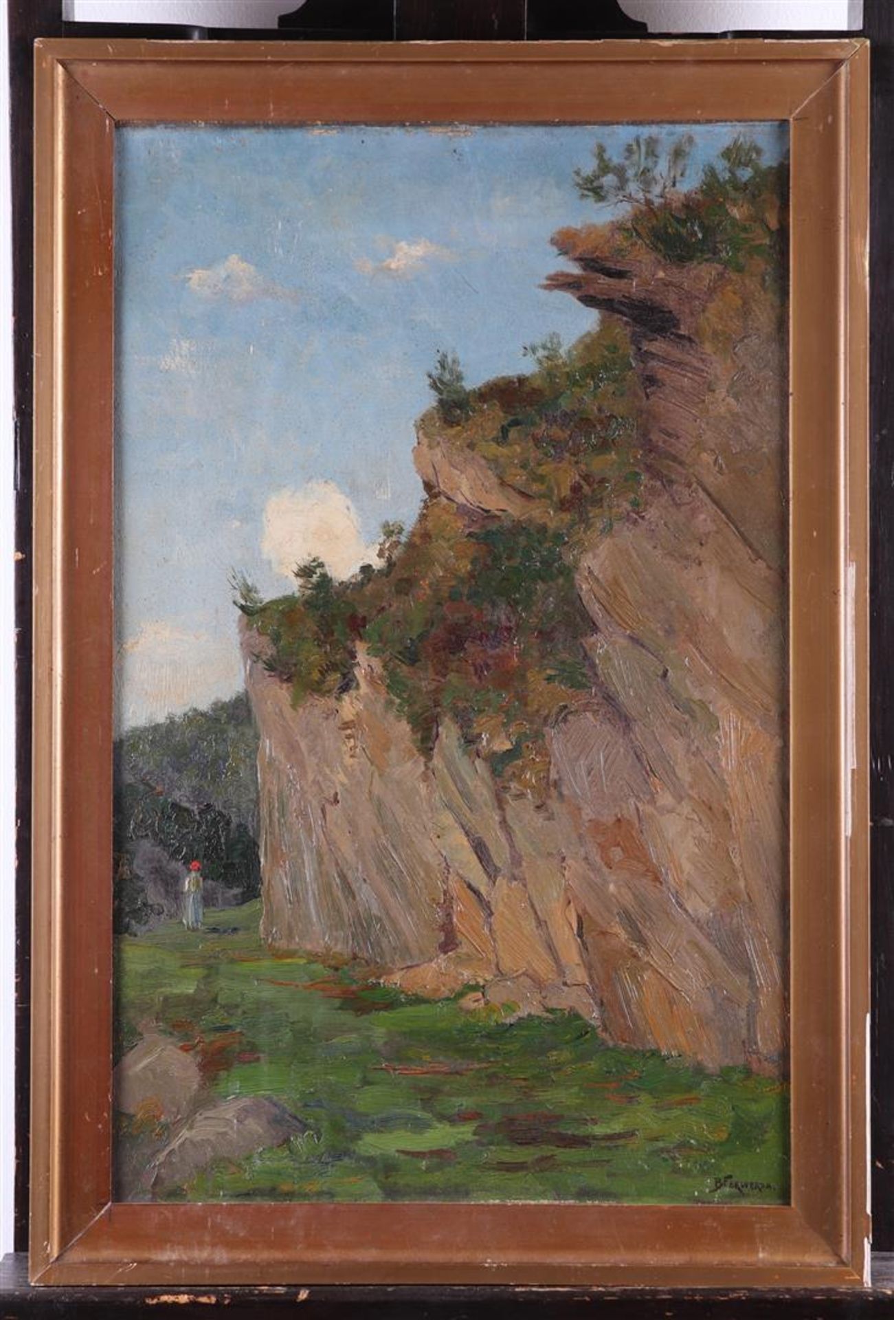 Barend Ferwerda (Amsterdam 1880 - 1958 Heelsum), Walker near a rock face in a landscape,  - Image 2 of 4