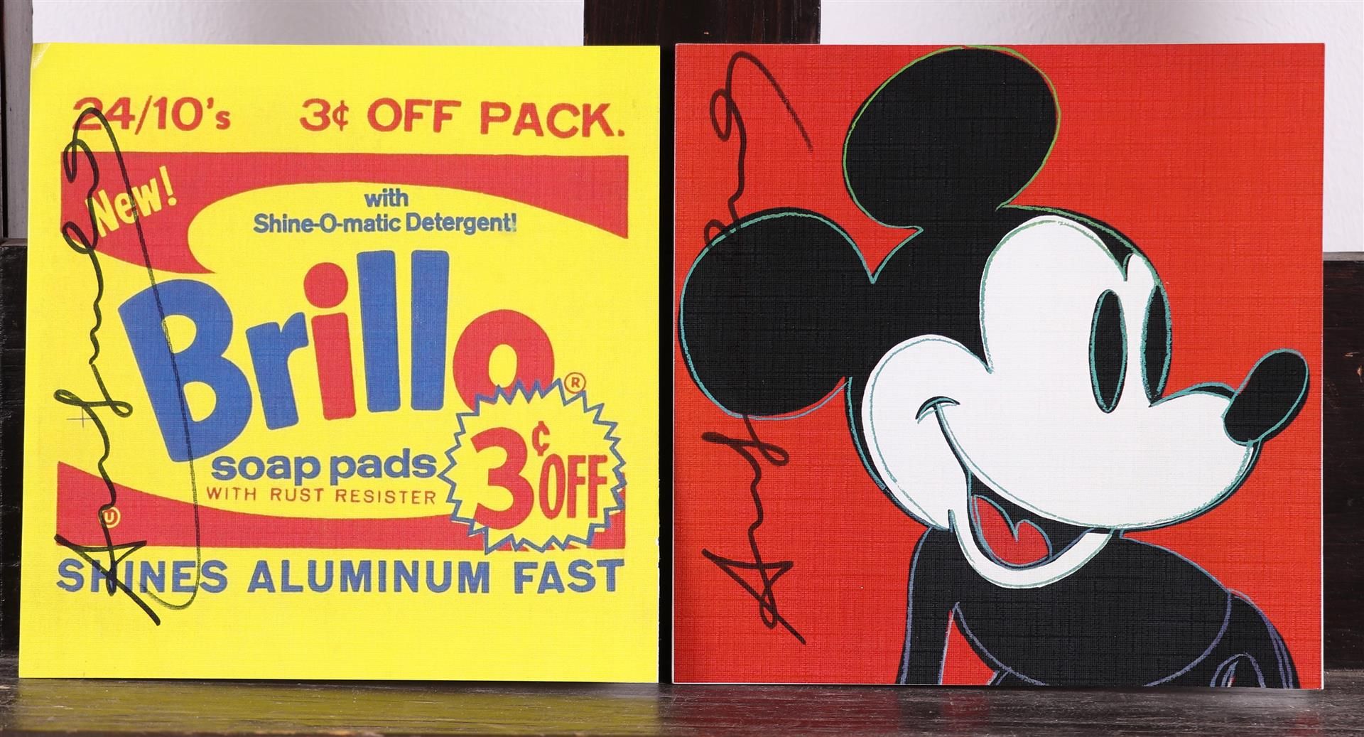 Andy Warhol (Pittsburgh, , 1928 - 1987 New York ),(after), Mickey Invitation & Brillo Invitation(2)