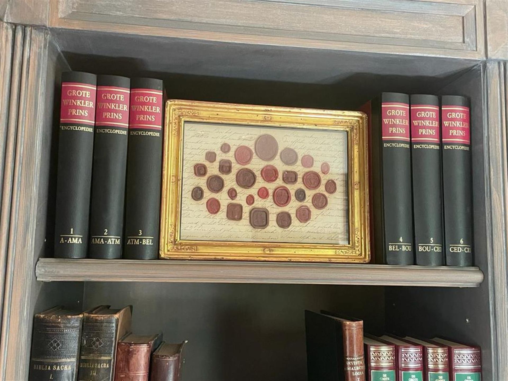 A lot consisting of (3) framed sets of 19th century wax seals. - Image 2 of 3