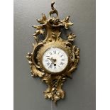 A Louis XV style cartel clock with enamel dial, ca. 1890. Movement tested and working.