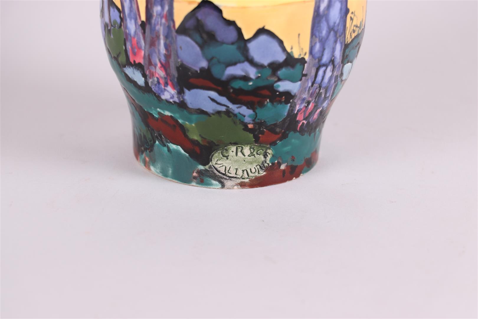 A Faience polychrome painted vase, marked Valluaris. France, early 20th century. - Image 4 of 6