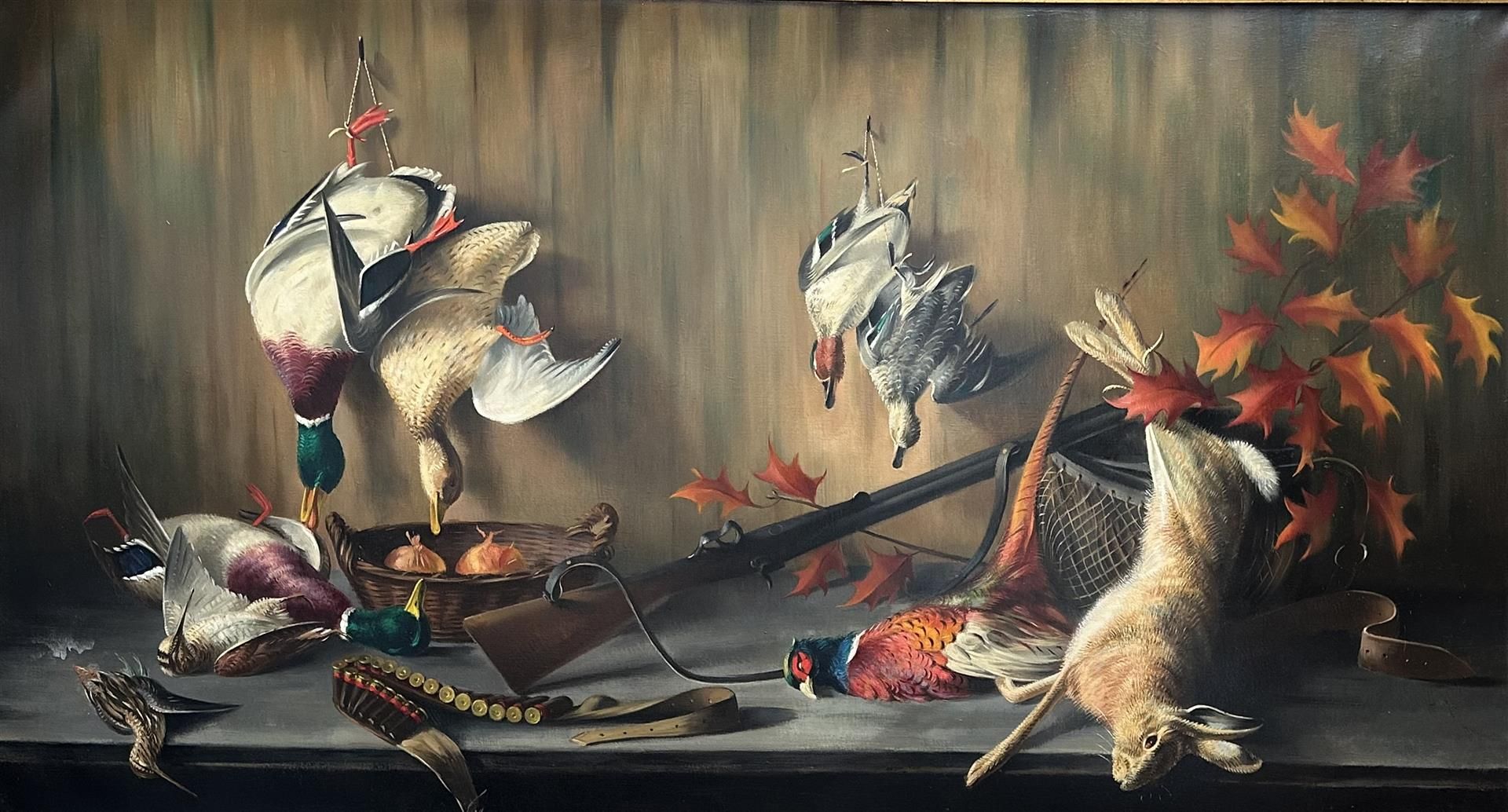 A. Waterschoot, XX, A capital  sporting still life with snipe and pheasant, 