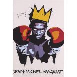 Poster by Jean Michel Basquiat, "KING", with signature (top left), Off set, facsimile.