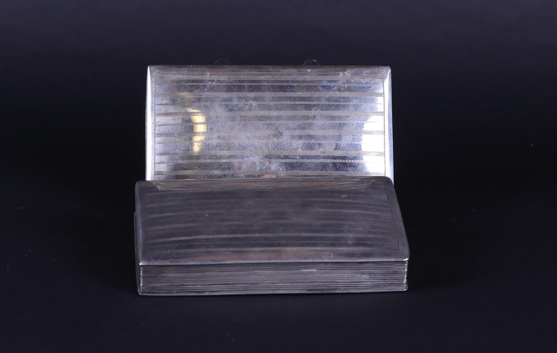 One of two identical silver tobacco boxes, inscription on the inside of the lid. Netherlands, - Image 2 of 5