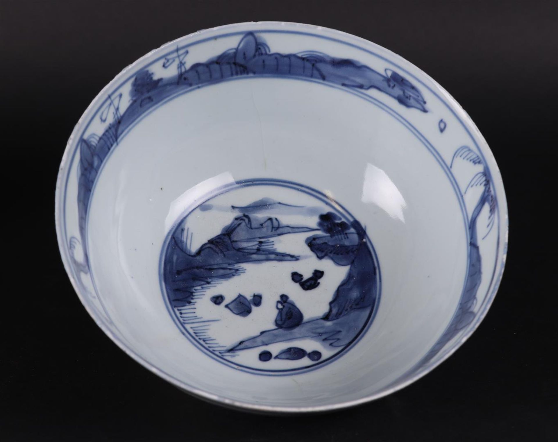 A porcelain bowl with landscape decor. China, Wanli. - Image 3 of 5