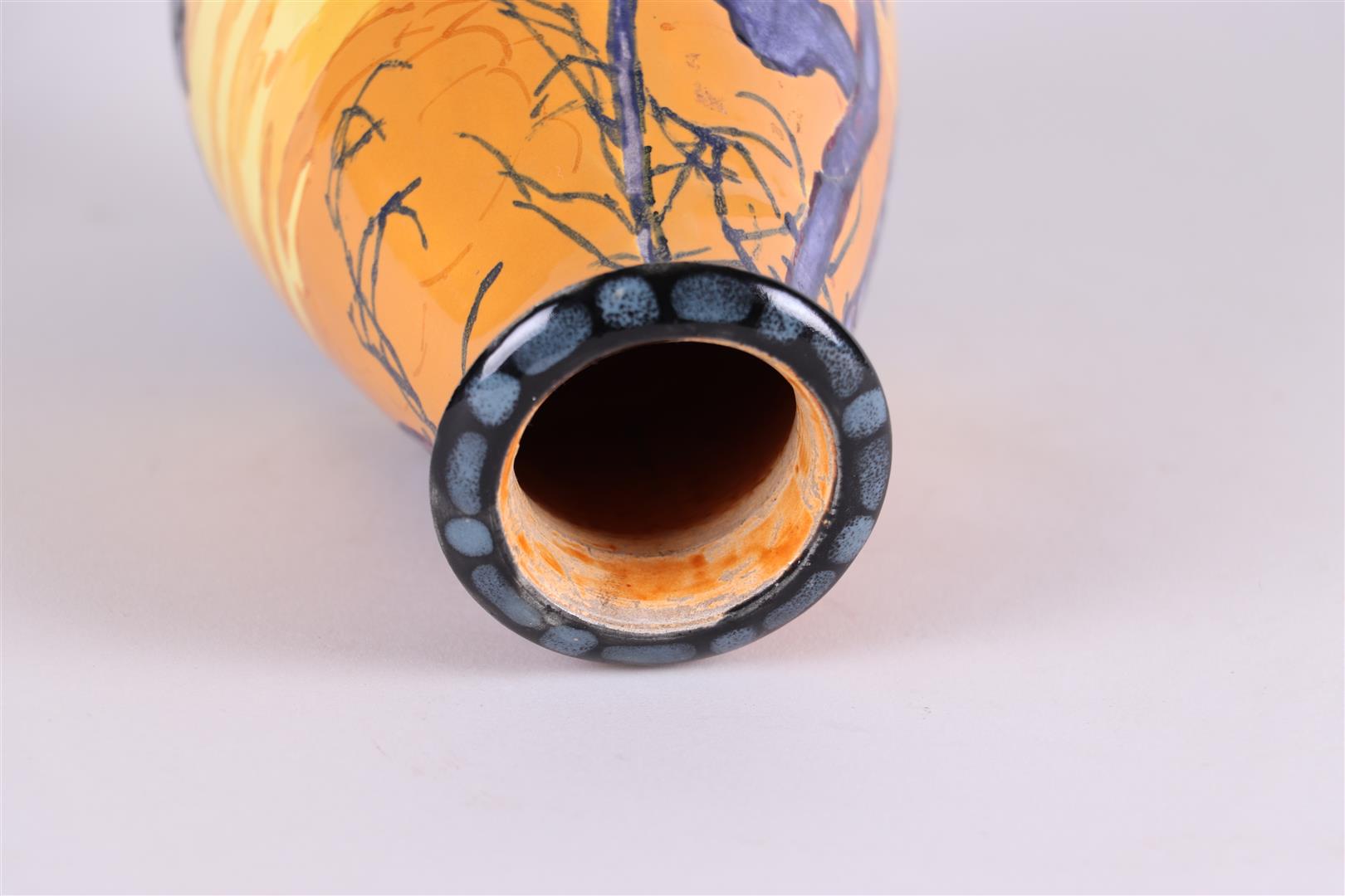 A Faience polychrome painted vase, marked Valluaris. France, early 20th century. - Image 5 of 6