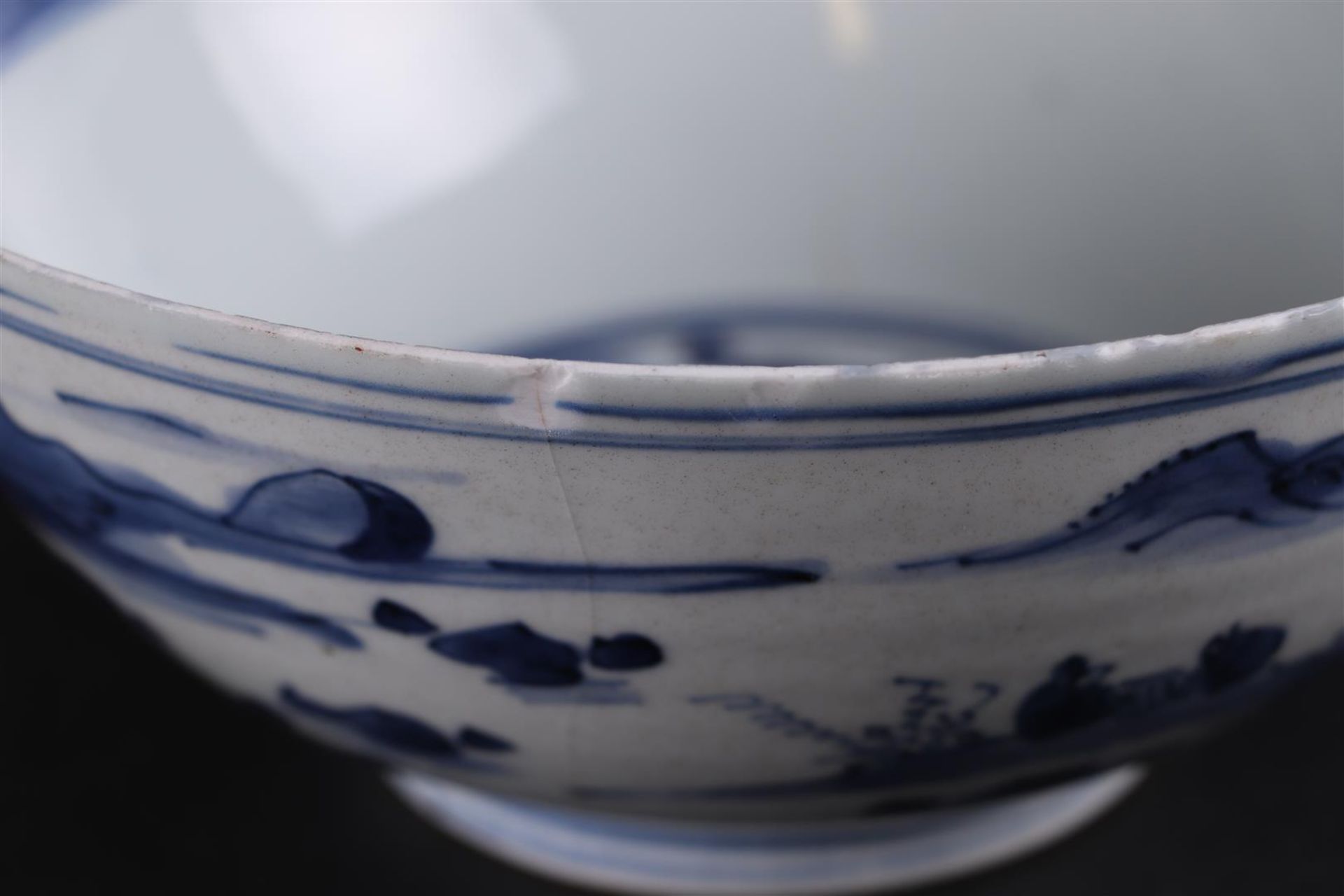 A porcelain bowl with landscape decor. China, Wanli. - Image 5 of 5