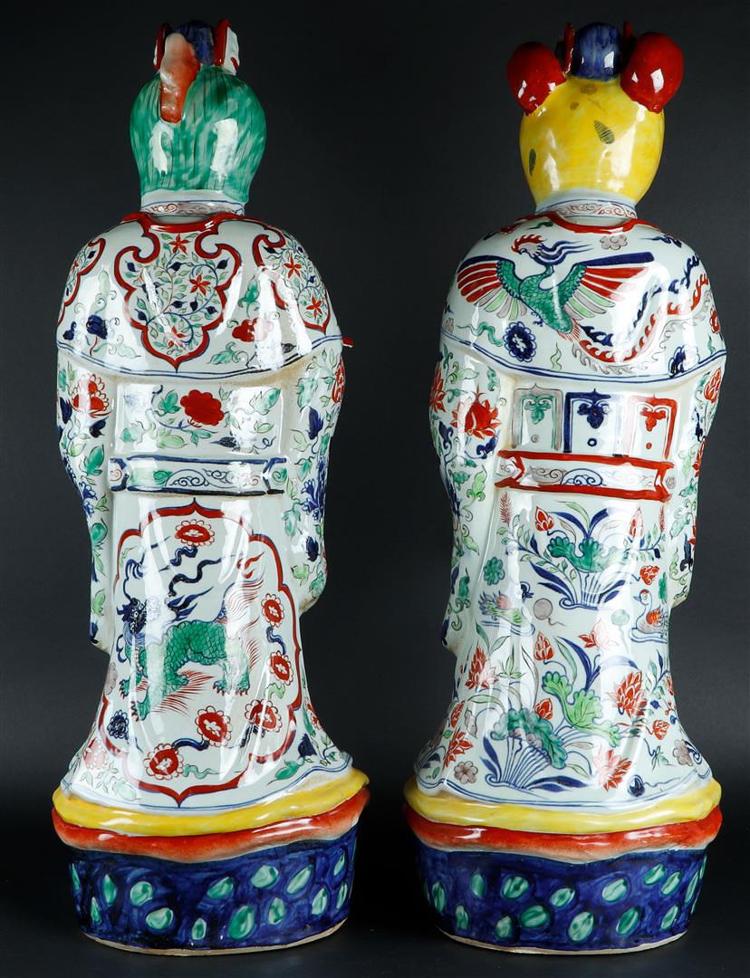 A set of two large porcelain Wucai zodiac figures. China, late 20th century. - Image 2 of 2