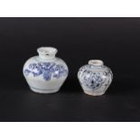 Two porcelain storage jars with rich floral decoration. China, Ming period.