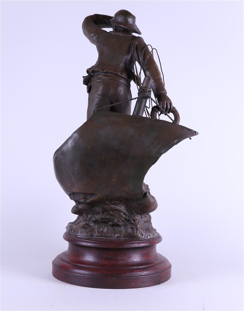 France ca. 1900, Le Sauvateur, A Zamac statue depicting a savior on a raging sea, - Image 4 of 5