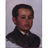 Dutch School, ca. 1900. A boy's head, oil on canvas on cardboard.