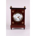 A mahogany glued Louis XIV mantel clock, addressed Jan Hendruk Kuhn Amsterdam. J