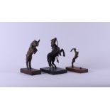 A lot consisting of a prancing goat, a prancing horse (Zamac) and a bronze sculpture of an antelope