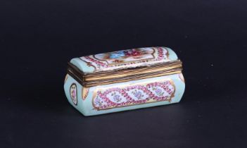 A porcelain lidded box with floral decor, marked: "Meissen" on the bottom. Germany, circa 1900.