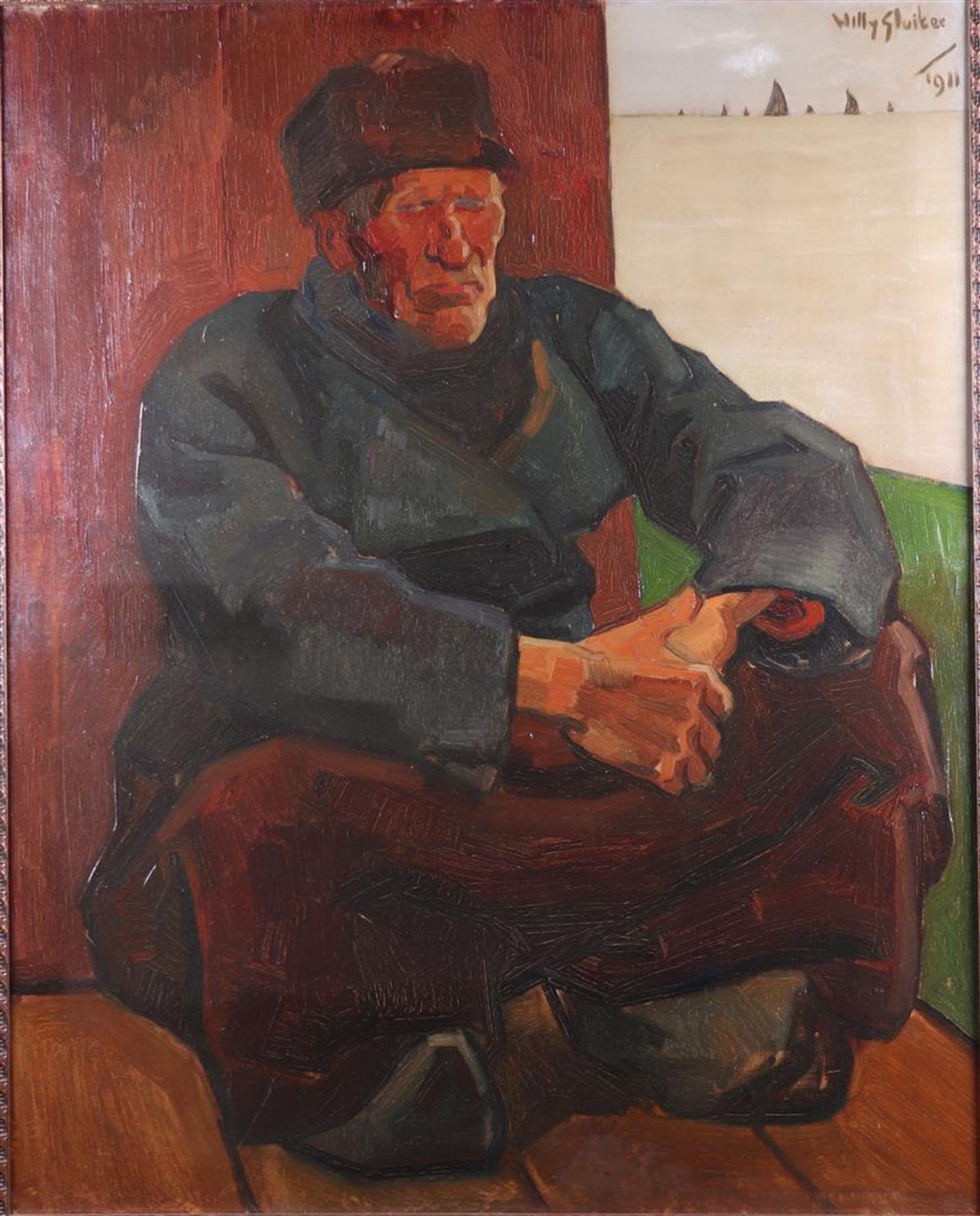 Willy Sluiter (Amersfoort 1873 - 1949 The Hague), Volendam fisherman squatting,