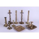 A lot of various copper candlesticks. 19th century.