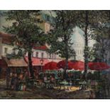 French School, 20th century, Place du Têtre, indistinctly signed (lower left), oil on canvas.