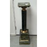 An Italian green marble planter or column with brass fittings. Late 20th century.