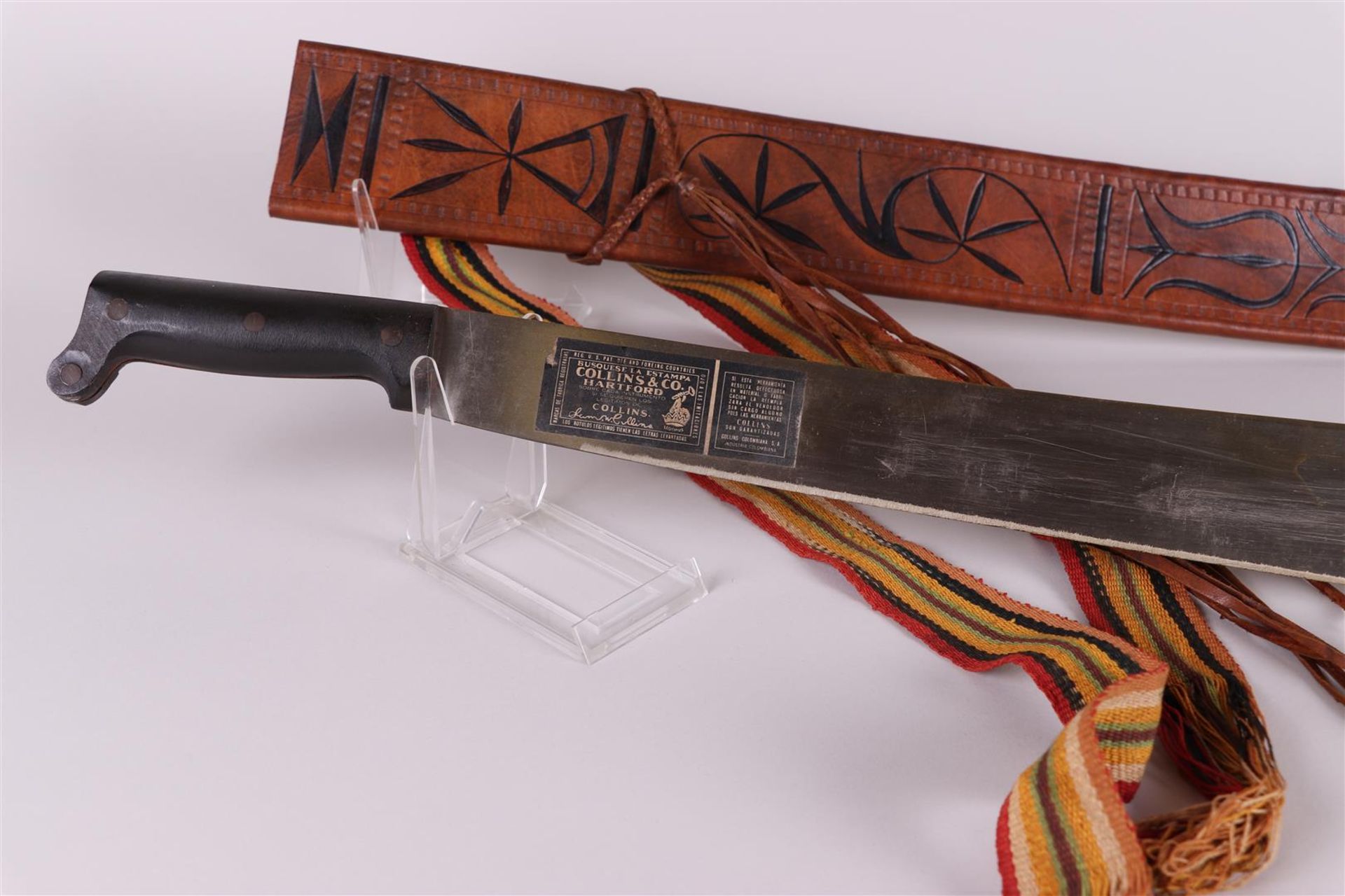 A machete  in a  leather sheath, South America. 20th century. - Image 3 of 3