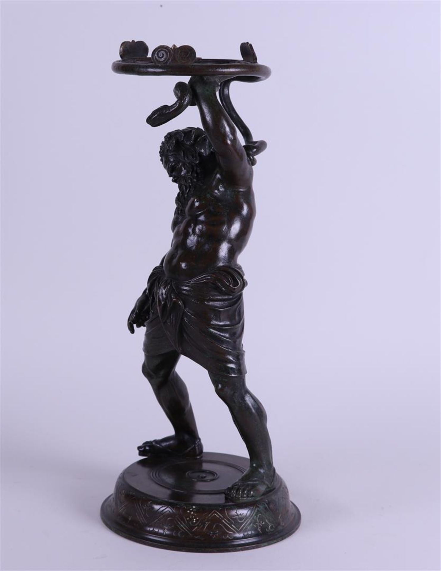 A brown patinated bronze by Bachus made into a lamp base. about 1880. - Image 2 of 4