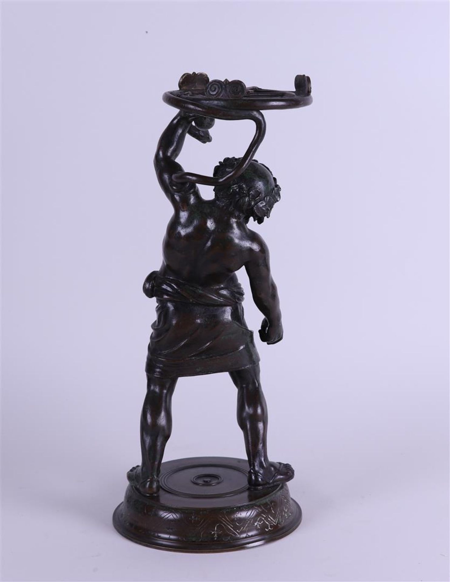 A brown patinated bronze by Bachus made into a lamp base. about 1880. - Image 3 of 4