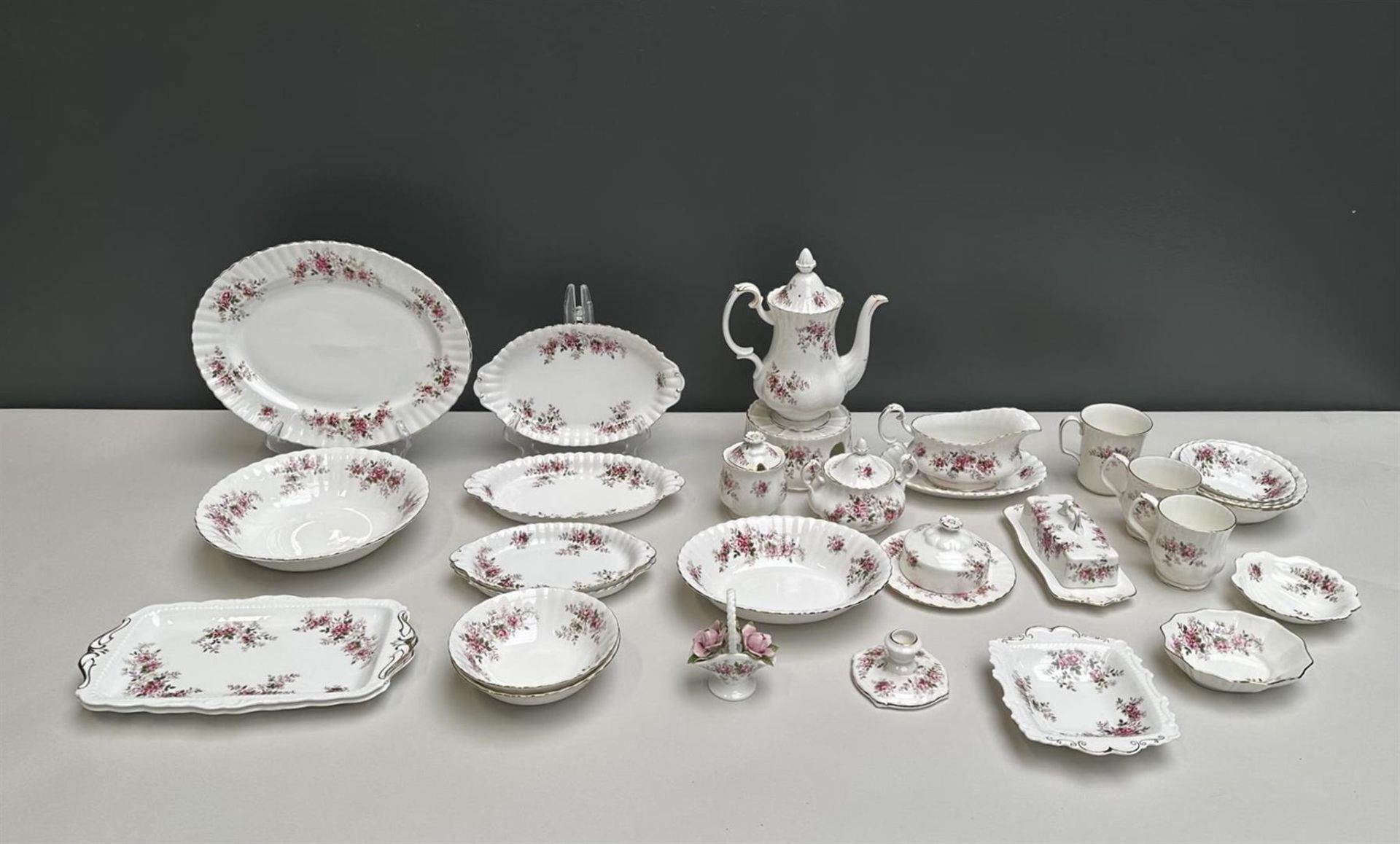 A 29-piece Royal Albert Lavender Rose Bone China service part,