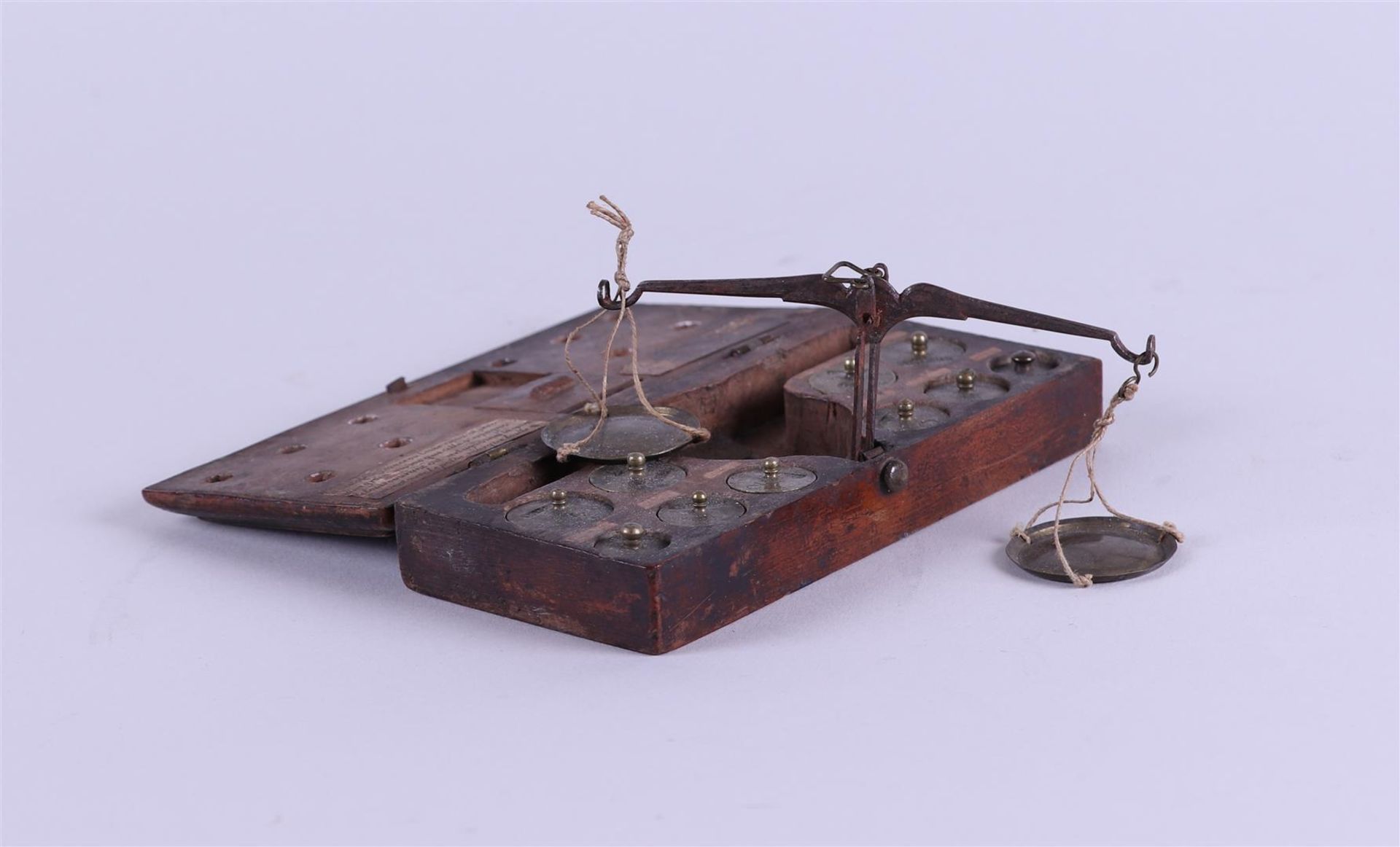 Trebuchet Gold scale in wooden box. 18th century.