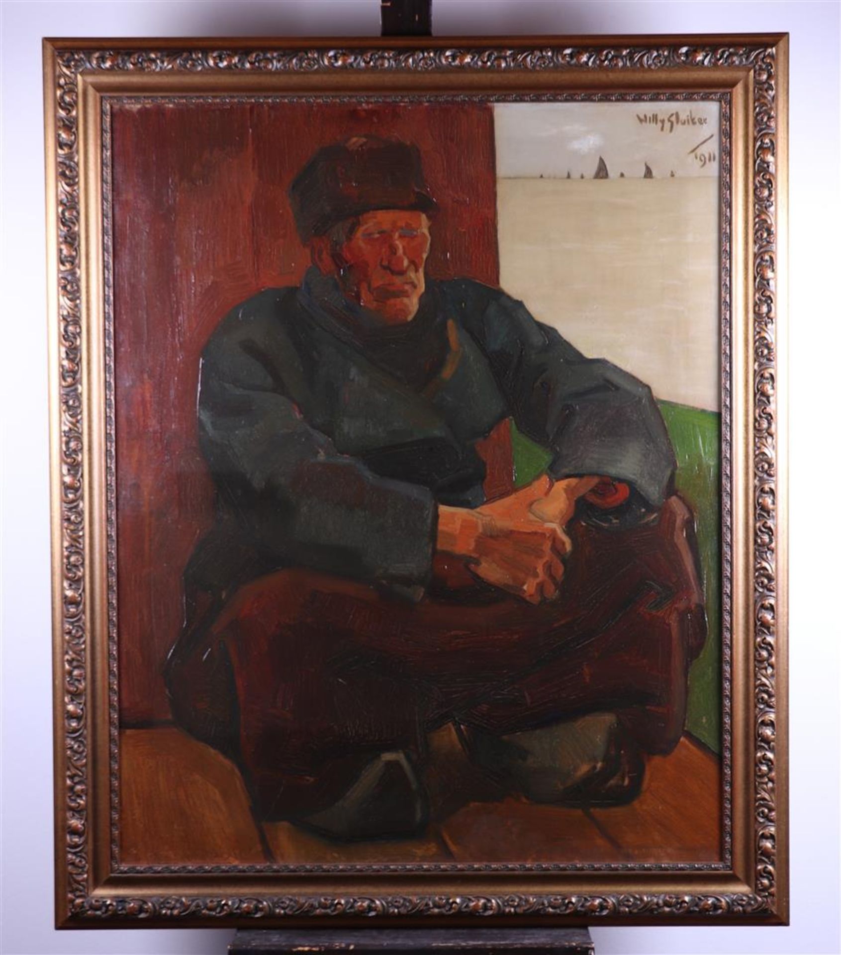 Willy Sluiter (Amersfoort 1873 - 1949 The Hague), Volendam fisherman squatting, - Image 2 of 8