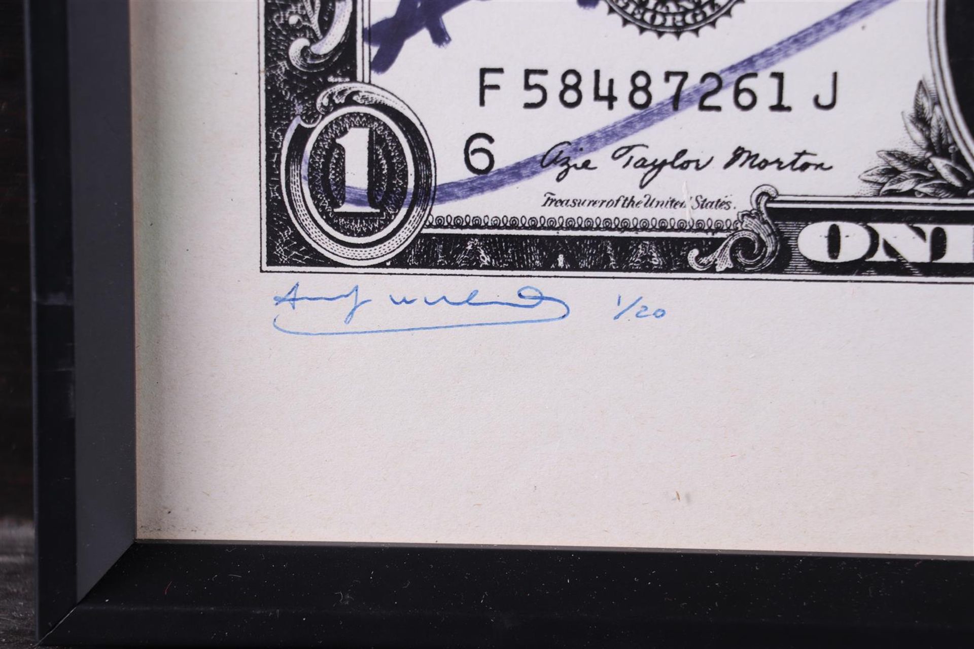 Andy Warhol (Pittsburgh, Pennsylvania, 1928 - 1987New York ),(attributed to), One dollar bill,  - Image 2 of 4