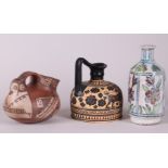 A lot with various pottery objects including a partly polychrome vase from Persia.