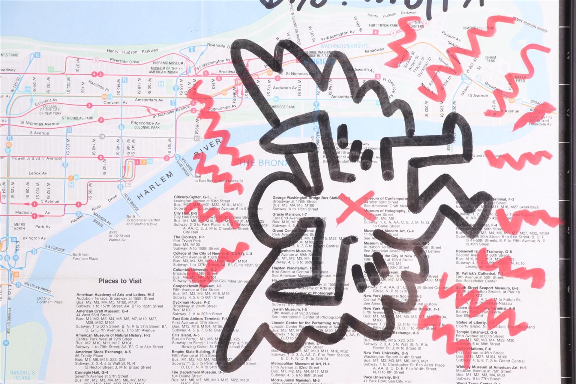 Keith Haring (Reading Pennsylvania 1958 - 1990 New York), (after), Manhattan Bus Map - Image 2 of 5