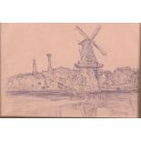 Jan Toorop (Poerworedjo (Indonesia)1858- 1928 The Hague), River landscape with windmill,