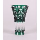 A green crystal cut vase. Val Saint Lambert.