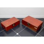 A lot consisting of (2) red lacquered Chinese boxes.