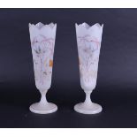 A pair of cold-painted opaline vases, ca. 1930.
