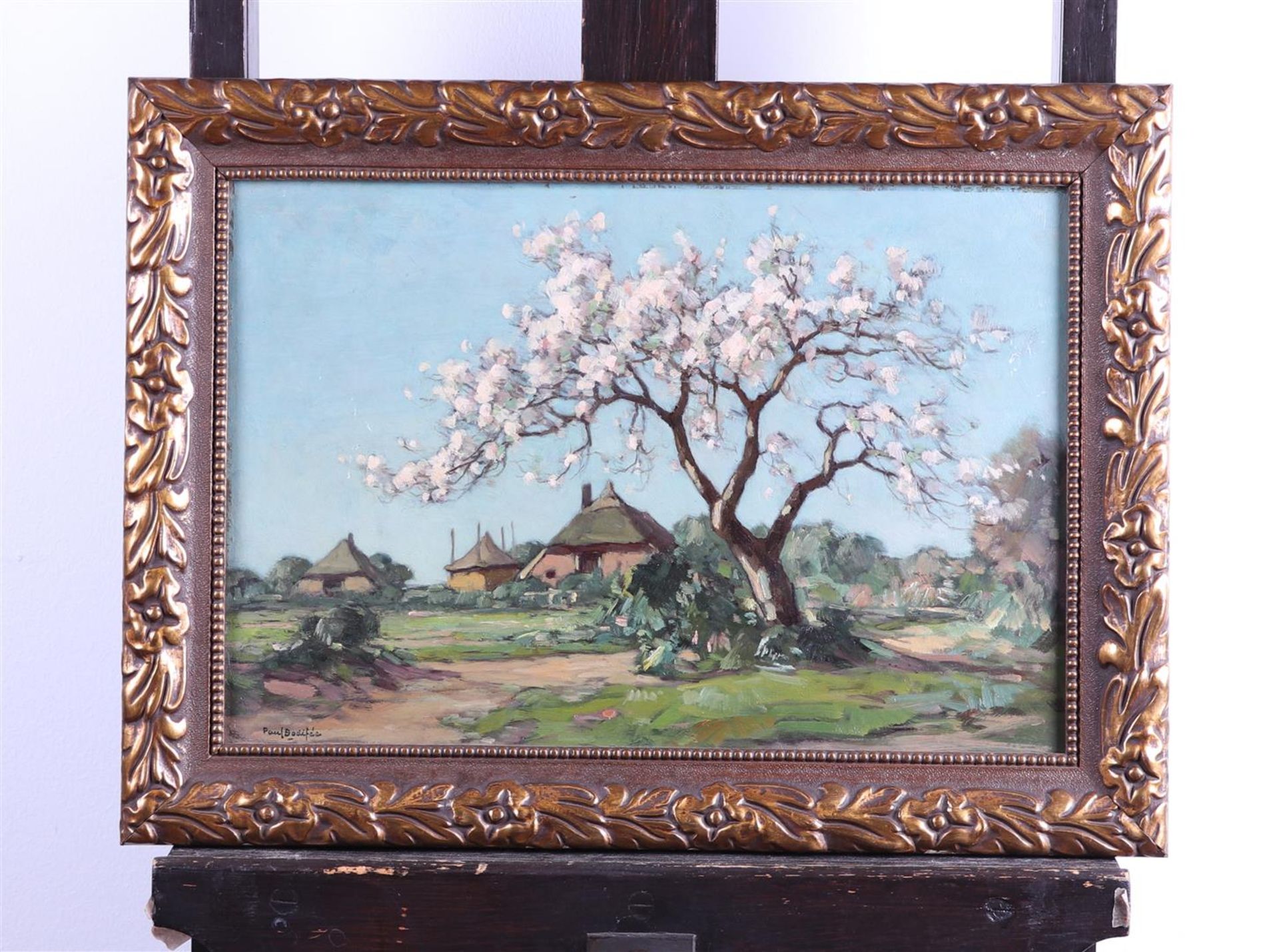 Paul Bodifée (Deventer 1866 - 1938), Blossom tree in landscape, signed (lower left), oil on panel. - Bild 2 aus 5