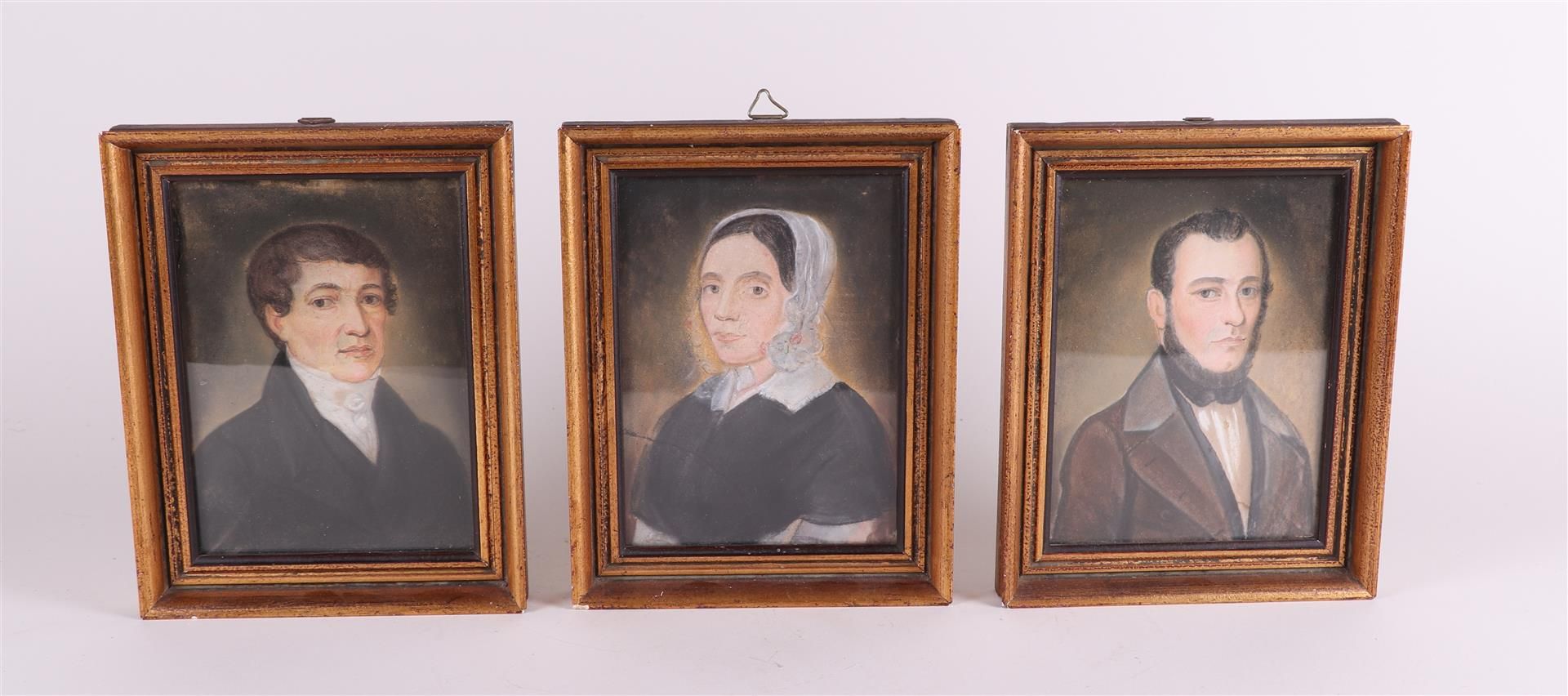A lot consisting of (3) portraits, 19th century.