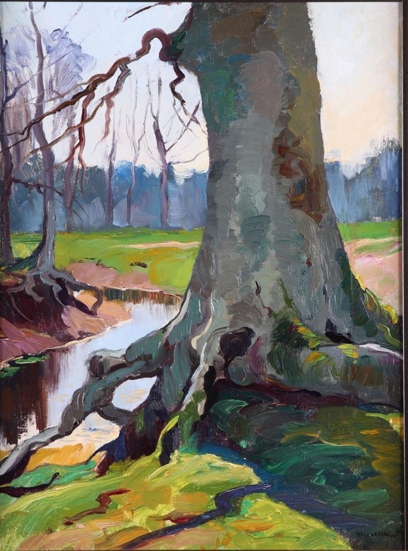 Barend Ferwerda (Amsterdam 1880 - 1958 Heelsum), Beech tree at a seepage stream in Oosterbeek,