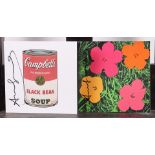 Andy Warhol (Pittsburgh, , 1928 - 1987 New York ),(after), Flowers Invitation & Campbell'sSoup (2x)