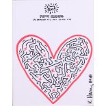 Keith Haring A drawing on stationery depicting Figures in a Heart, 