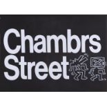 Keith Haring (Reading 1958 - 1990 New York), (after), A drawing on a New York Subway sign.