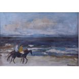 Belgian School, 20th century, Riders on the beach, signed "H. Malfait", oil on canvas,