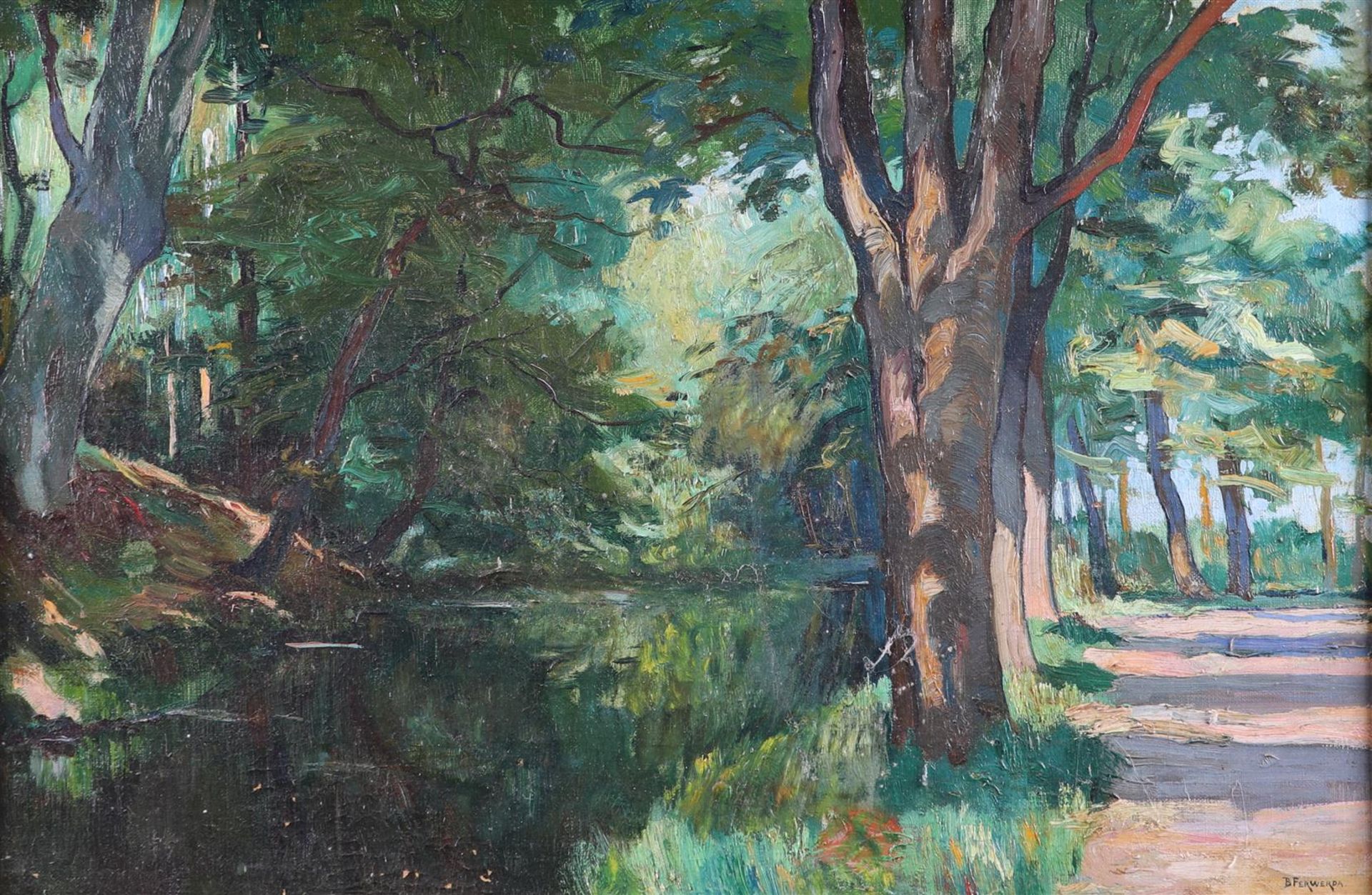 Barend Ferwerda (Amsterdam 1880 - 1958 Heelsum), Little river in Oosterbeek, signed (bottom right)