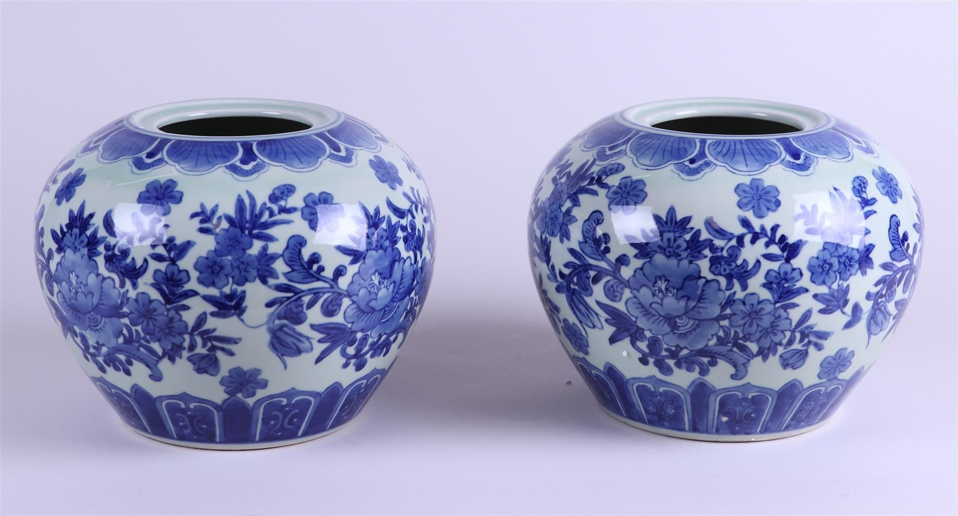 A set of (2)  porcelain storage jars. China, late 20th century. Lids not present.  - Image 2 of 4