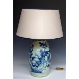 A porcelain baluster vase made into a lamp base. China, 19th century.