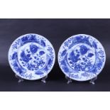 A set of two porcelain dishes with floral decor. China, Kangxi.