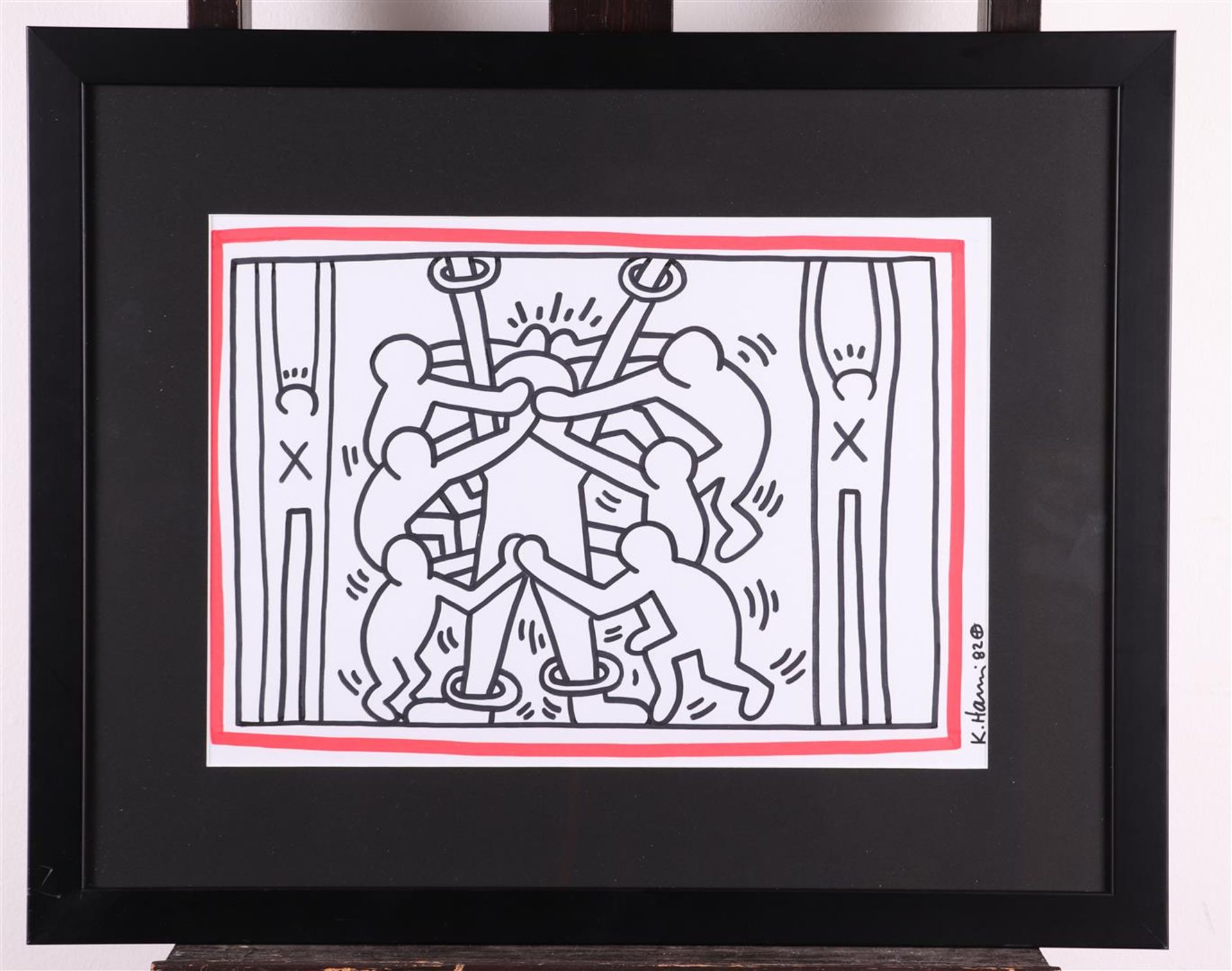 Keith Haring (Reading  1958 - 1990 New York), (after), Drawing in black and red felt-tip pen,  - Image 2 of 4